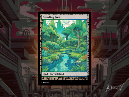 Breeding Pool (v1) - Full Art Alter - MTG Custom Cards, Commander, Edh and Cedh High Quality Altered Proxies