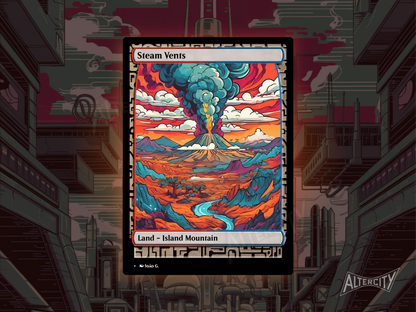 Steam Vents (v1) - Full Art Alter - Mtg Custom Cards, Commander, Edh and Cedh High Quality Altered Proxies