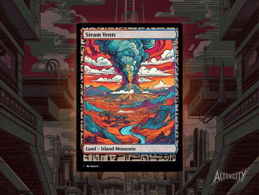 Steam Vents (v1) - Full Art Alter - Mtg Custom Cards, Commander, Edh and Cedh High Quality Altered Proxies