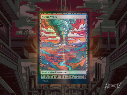 Steam Vents (v1) - Full Art Alter - Mtg Custom Cards, Commander, Edh and Cedh High Quality Altered Proxies