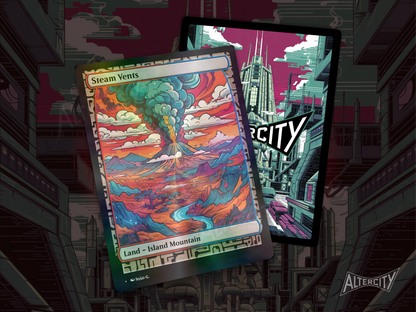 Steam Vents (v1) - Full Art Alter - Mtg Custom Cards, Commander, Edh and Cedh High Quality Altered Proxies