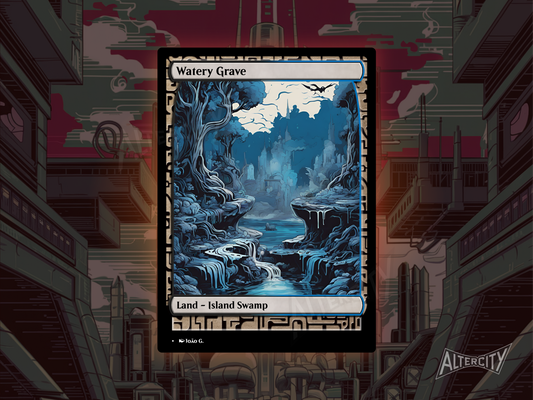 Watery Grave (v1) - Full Art Alter - MTG Custom Cards, Commander, Edh and Cedh High Quality Altered Proxies