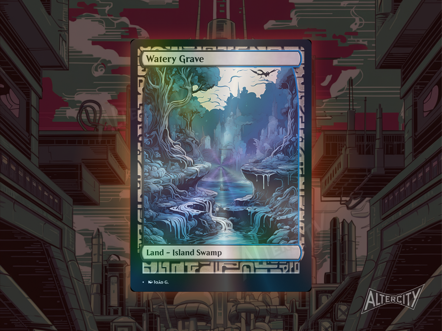 Watery Grave (v1) - Full Art Alter - MTG Custom Cards, Commander, Edh and Cedh High Quality Altered Proxies