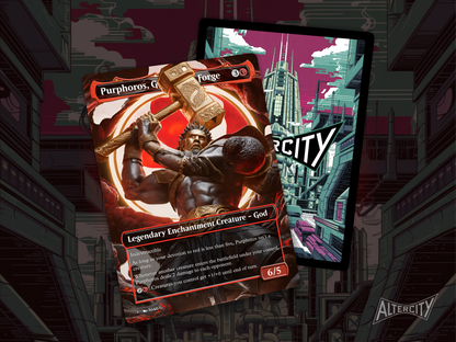 Purphoros, God of the Forge (v1) - Full Art Borderless Alter - MTG Custom Cards, Commander, Edh and Cedh High Quality Altered Proxies