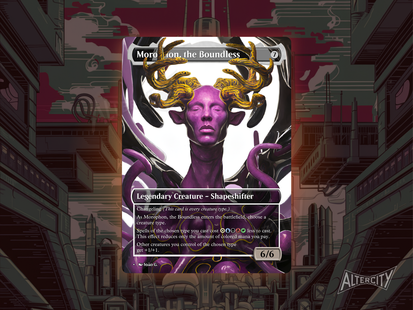 Morophon, the Boundless - Full Art Borderless Alter - MTG Custom Cards, Commander, Edh and Cedh High Quality Altered Proxies