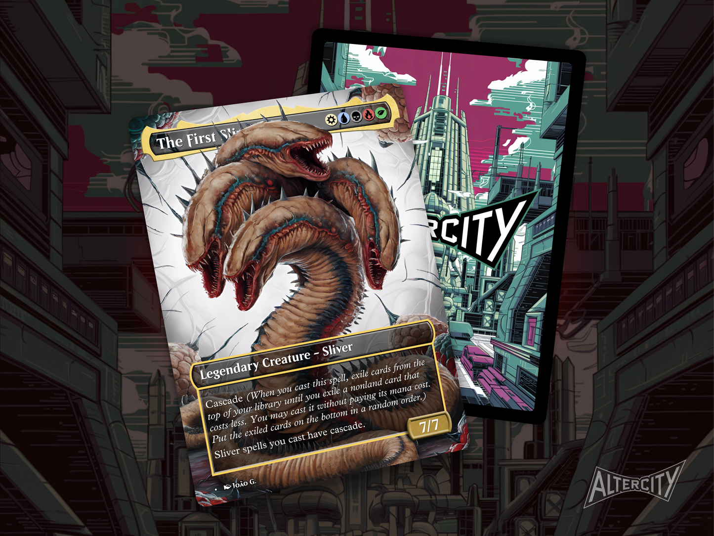 The First Sliver - Full Art Borderless Alter - MTG Custom Cards, Commander, Edh and Cedh High Quality Alters