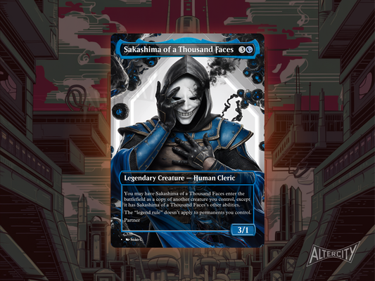 Sakashima of a Thousand Faces (v1) - Full Art Borderless Alter - MTG Custom Cards, Commander, Edh and Cedh High Quality Altered Proxies