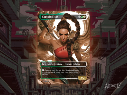 Captain Sisay (v1) - Full Art Borderless Alter - MTG Custom Cards, Commander, Edh and Cedh High Quality Altered Proxies