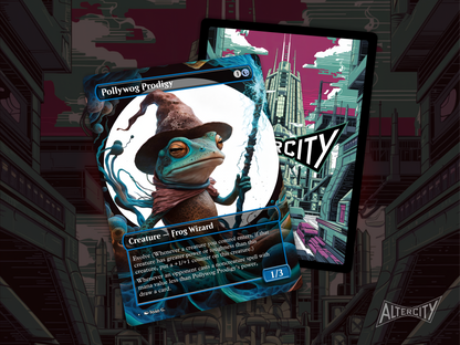 Pollywog Prodigy (v1) - Full Art Borderless Alter - MTG Custom Cards, Commander, Edh and Cedh High Quality Alters