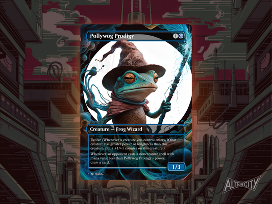 Pollywog Prodigy (v1) - Full Art Borderless Alter - MTG Custom Cards, Commander, Edh and Cedh High Quality Alters