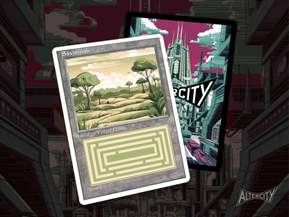 Savannah (v1) - Dual Land Old School Retro Frame Alter - Mtg Custom Cards, Commander, Edh and cEDH High Quality Altered Proxies