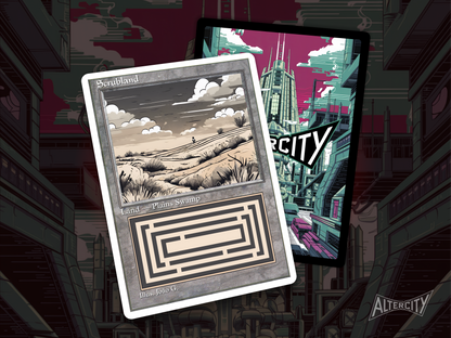 Scrubland (v1) - Dual Land Old School Retro Frame Alter - Mtg Custom Cards, Commander, Edh and cEDH High Quality Altered Proxies