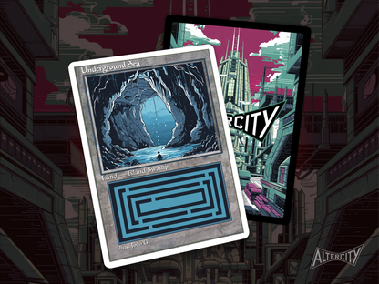 Underground Sea (v1) - Dual Land Old School Retro Frame Alter - Mtg Custom Cards, Commander, Edh and cEDH High Quality Altered Proxies