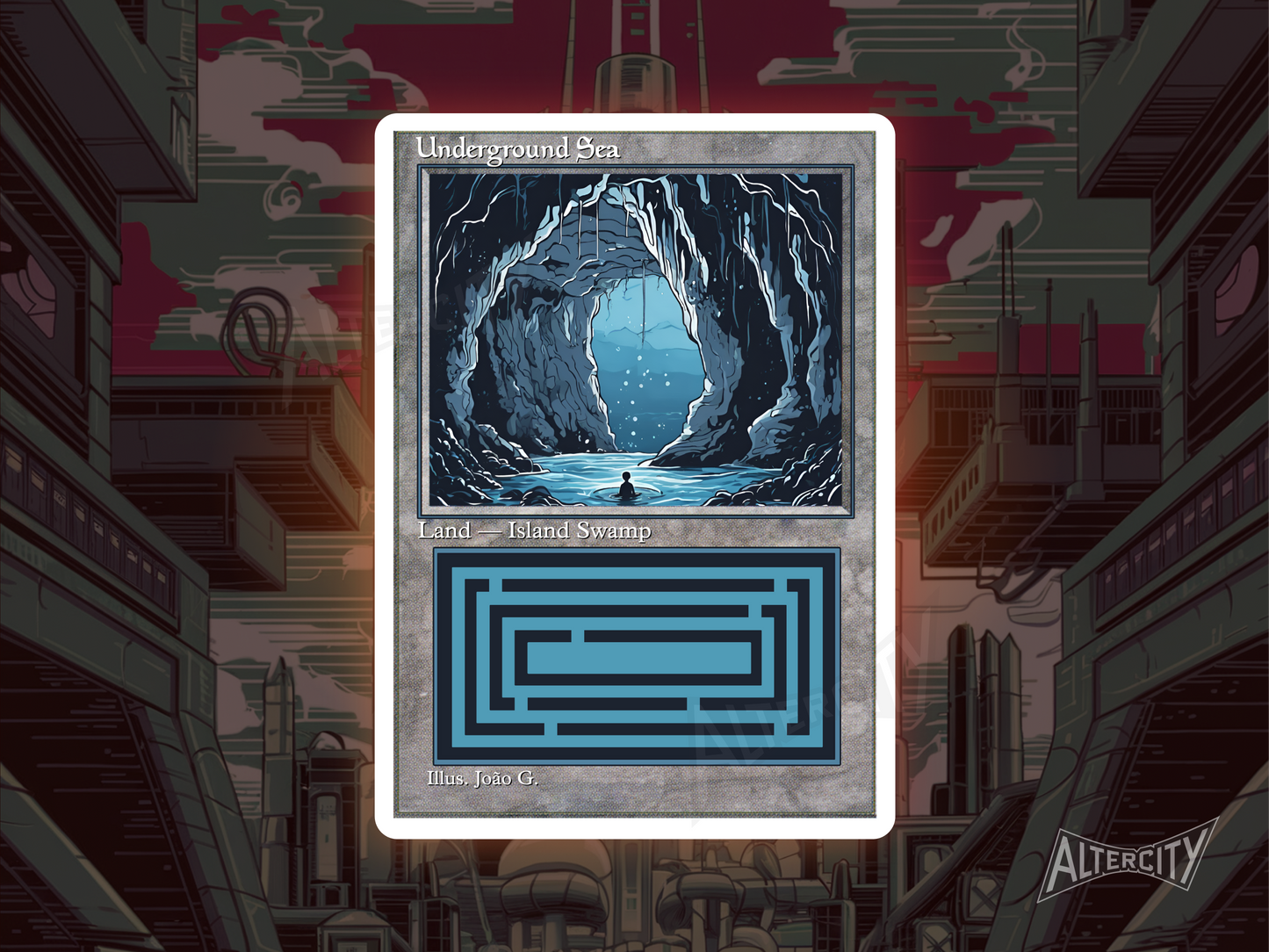 Underground Sea (v1) - Dual Land Old School Retro Frame Alter - Mtg Custom Cards, Commander, Edh and cEDH High Quality Altered Proxies