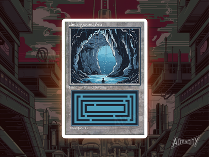 Underground Sea (v1) - Dual Land Old School Retro Frame Alter - Mtg Custom Cards, Commander, Edh and cEDH High Quality Altered Proxies