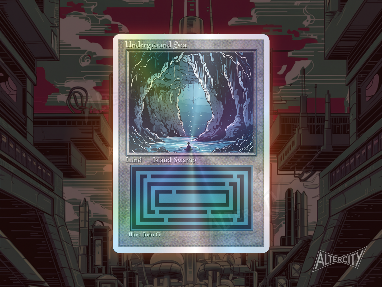 Underground Sea (v1) - Dual Land Old School Retro Frame Alter - Mtg Custom Cards, Commander, Edh and cEDH High Quality Altered Proxies