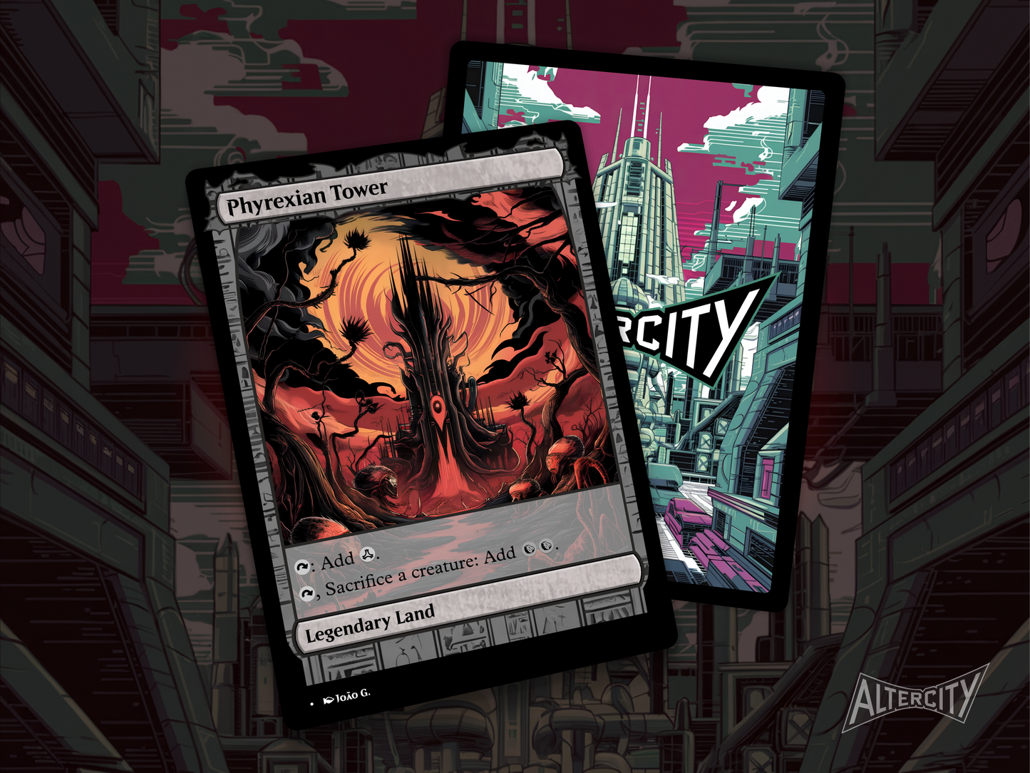 Phyrexian Tower - Full Art Alter - MTG Custom Cards, Commander, Edh and Cedh High Quality Altered Proxies