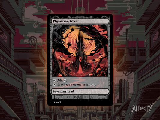 Phyrexian Tower - Full Art Alter - MTG Custom Cards, Commander, Edh and Cedh High Quality Altered Proxies