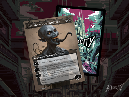 High-quality Magic proxy card featuring full-art design of a menacing mage wielding forbidden magic.