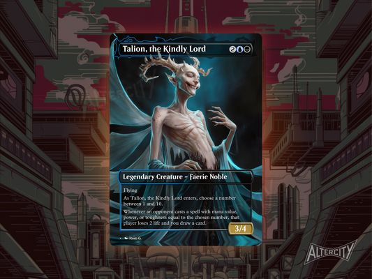 Talion, the Kindly Lord (v1) - Full Art Borderless Alter - MTG Custom Cards, Commander, Edh and Cedh High Quality Alters