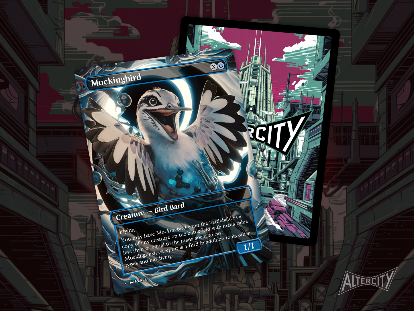 Mockingbird - Full Art Borderless Alter - MTG Custom Cards, Commander, Edh and Cedh High Quality Alters