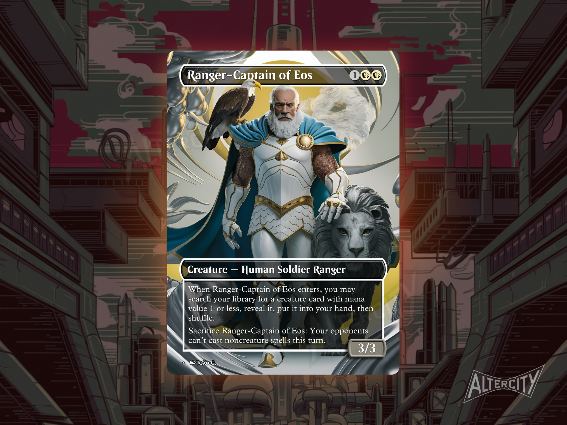 High-quality Magic proxy card featuring full-art design of a warrior leading with conviction and strategy.