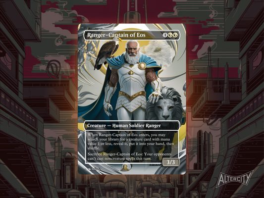 High-quality Magic proxy card featuring full-art design of a warrior leading with conviction and strategy.