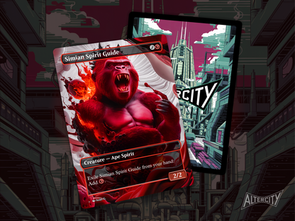 High-quality Magic proxy card featuring full-art design of a mystical simian channeling red mana.