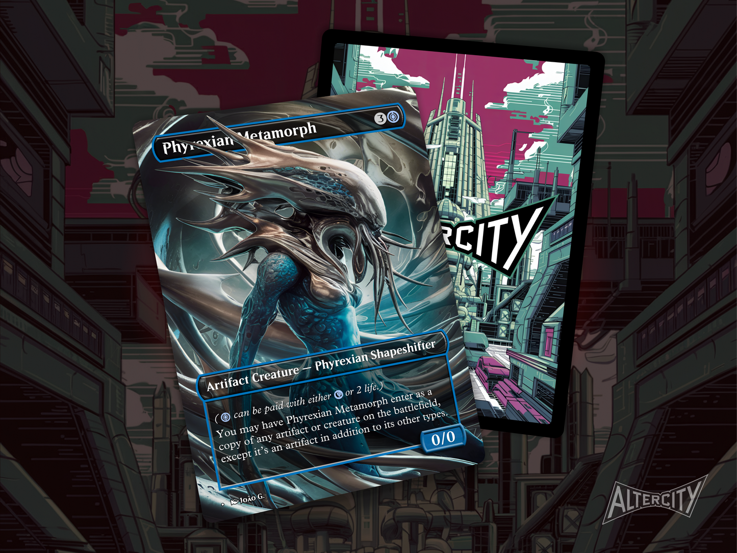 Phyrexian Metamorph - Full Art Borderless Alter - MTG Custom Cards, Commander, Edh and Cedh High Quality Altered Proxies