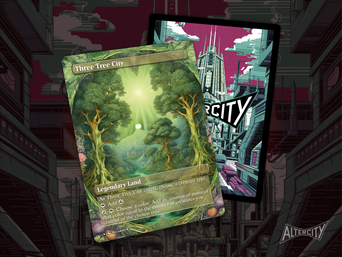 Three Tree City - Full Art Alter - MTG Custom Cards, Commander, Edh and Cedh High Quality Altered Proxies