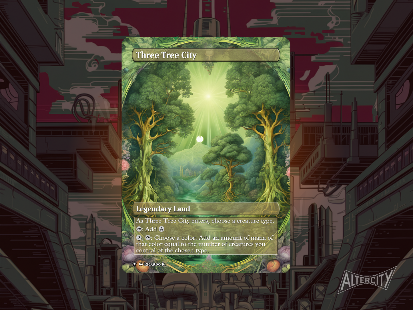 Three Tree City - Full Art Alter - MTG Custom Cards, Commander, Edh and Cedh High Quality Altered Proxies