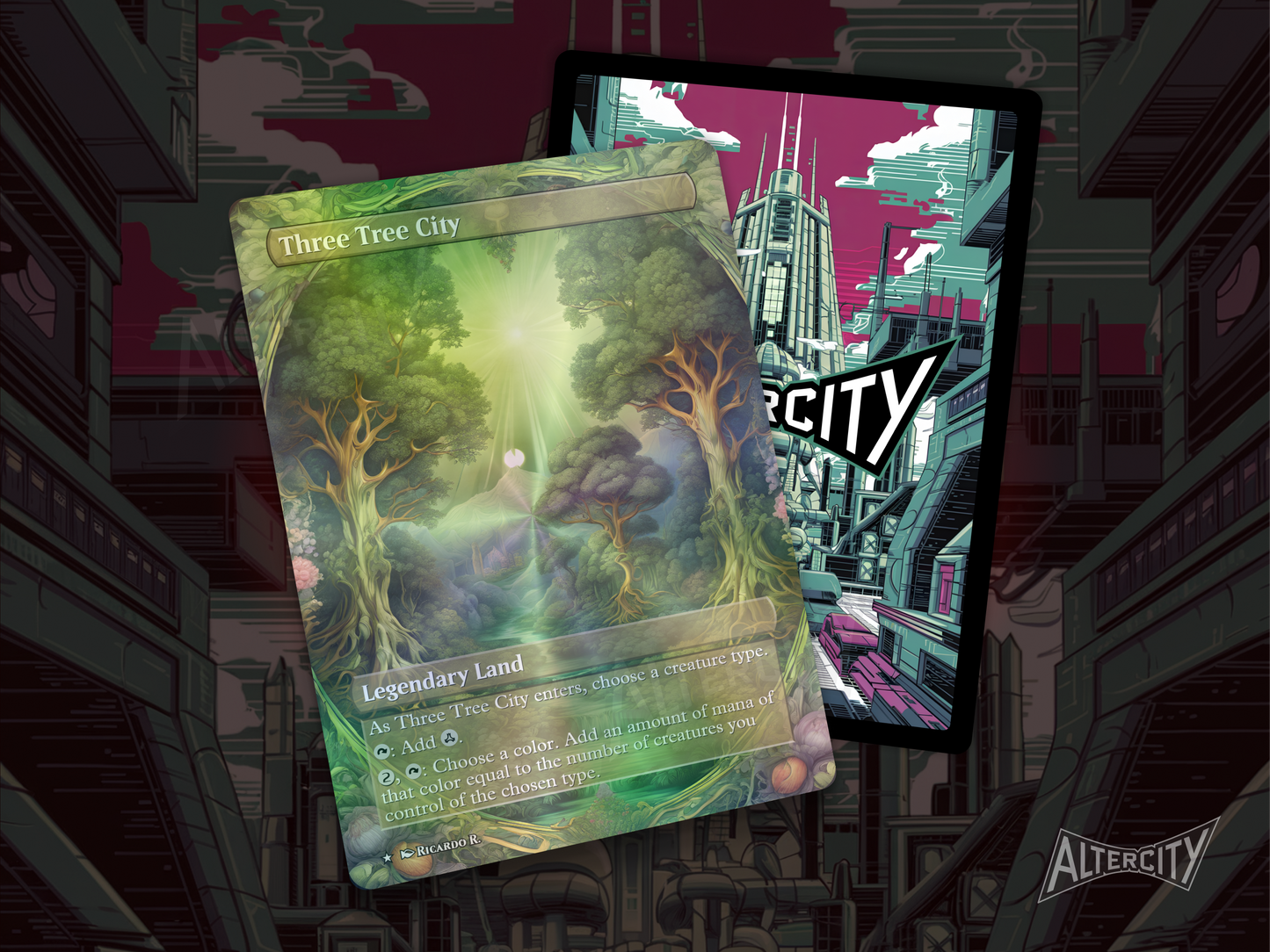 Three Tree City - Full Art Alter - MTG Custom Cards, Commander, Edh and Cedh High Quality Altered Proxies