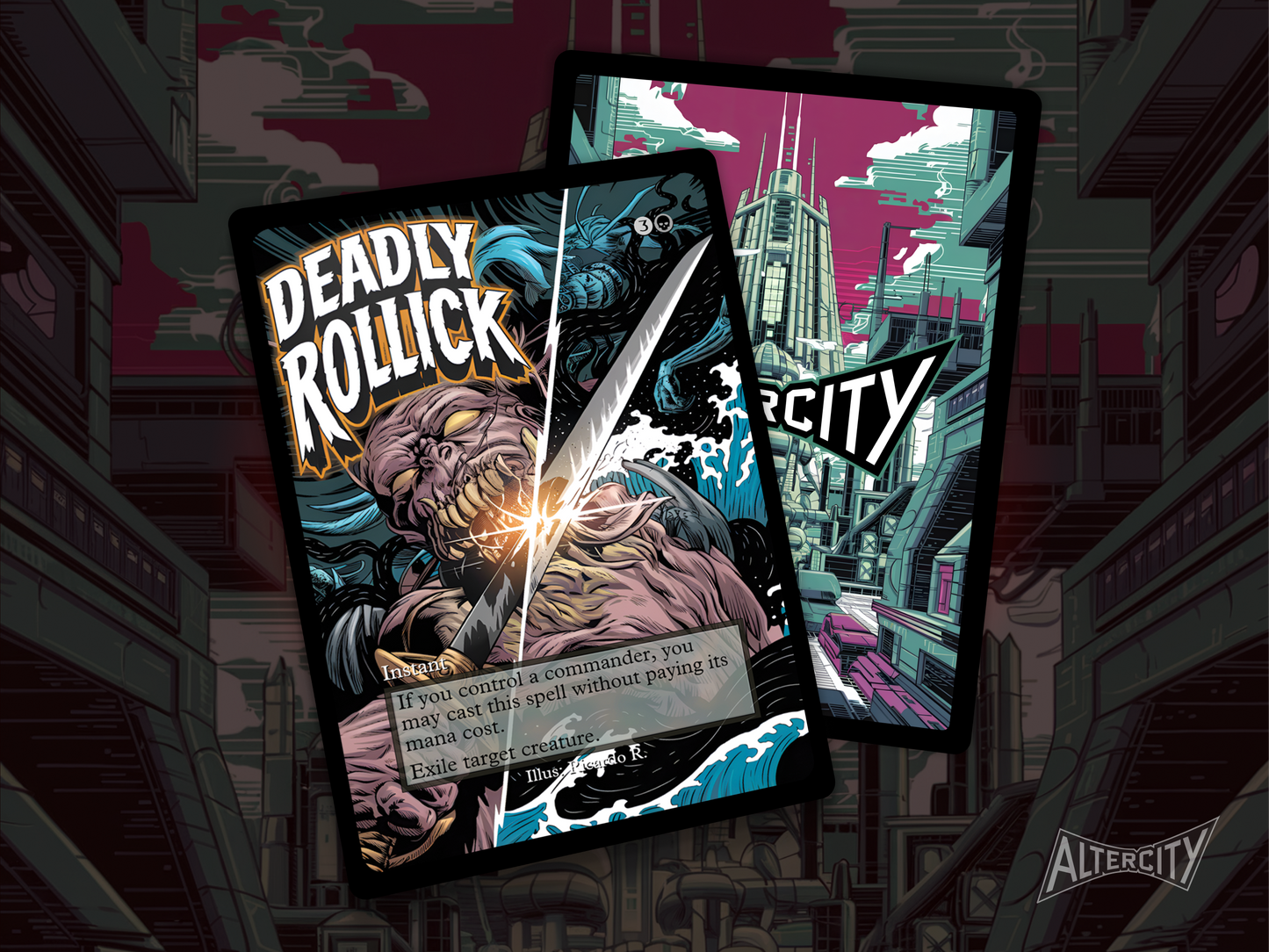 Deadly Rollick (v2) - Full Art Alter - MTG Custom Cards, Commander, Edh and Cedh High Quality Altered Proxies