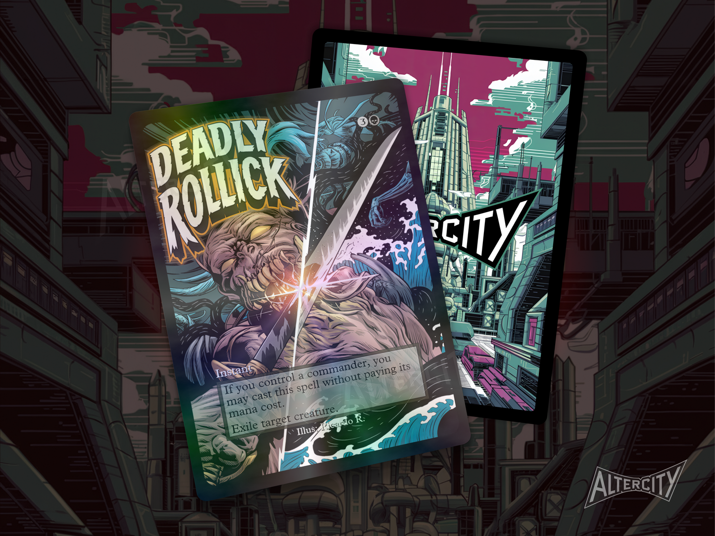 Deadly Rollick (v2) - Full Art Alter - MTG Custom Cards, Commander, Edh and Cedh High Quality Altered Proxies