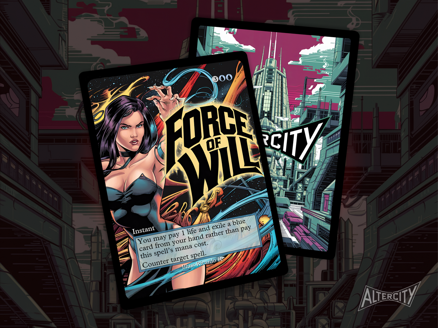 Force of Will (v2) - Full Art Alter - MTG Custom Cards, Commander, Edh and Cedh High Quality Altered Proxies