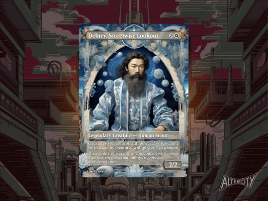 Delney, Streetwise Lookout (v2) - MTG Custom Cards, Commander alternate art - Magic MTG Alters Full