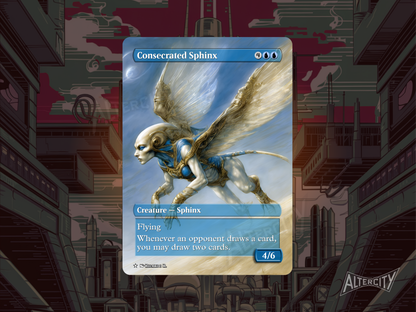 Consecrated Sphinx - Full Art Borderless - MTG Custom Cards, Commander, Edh and Cedh High Quality Altered Proxies