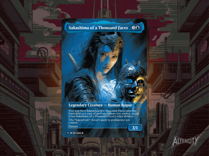 Sakashima of a Thousand Faces (v2) - Full Art Borderless Alter - MTG Custom Cards, Commander, Edh and Cedh High Quality Altered Proxies