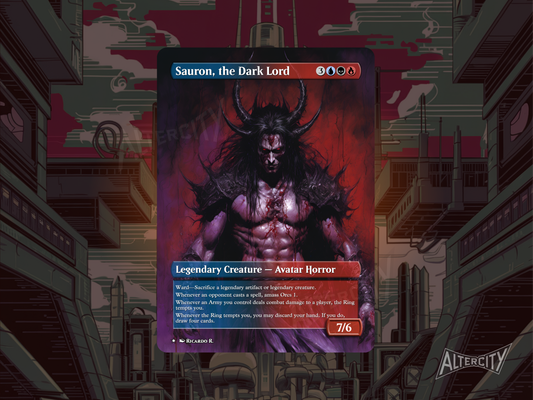 Sauron, the Dark Lord - Full Art Borderless - MTG Custom Cards, Commander, Edh and Cedh High Quality Altered Proxies