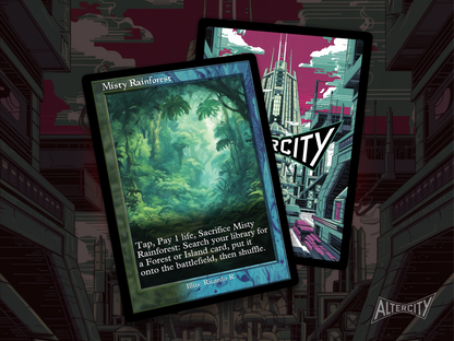 Misty Rainforest (v2) - Full Art Fetch Land Alter - Mtg Custom Cards, Commander, Edh and cEDH High Quality Altered Proxies