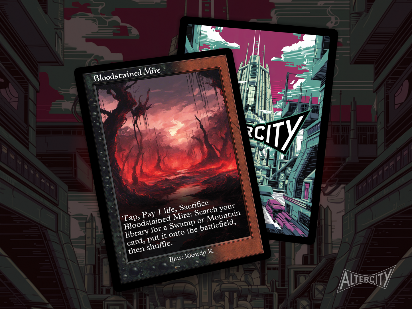 Bloodstained Mire (v2) - Mtg Custom Cards, Commander, Edh and cEDH High Quality Altered Proxies