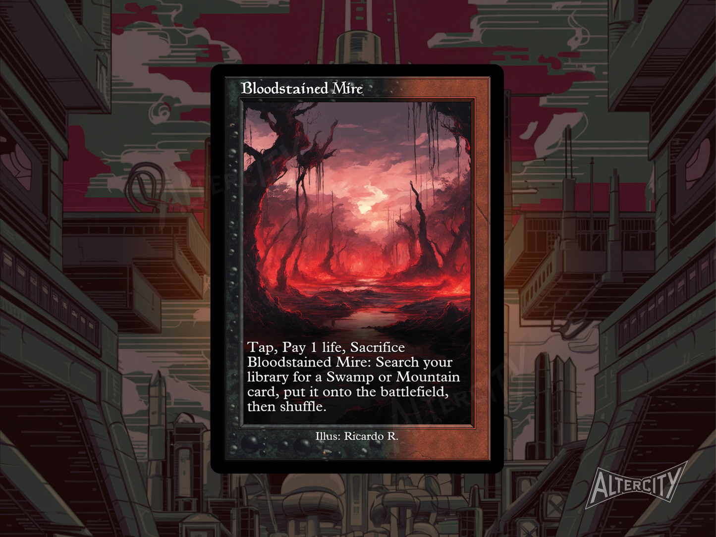 Bloodstained Mire (v2) - Mtg Custom Cards, Commander, Edh and cEDH High Quality Altered Proxies