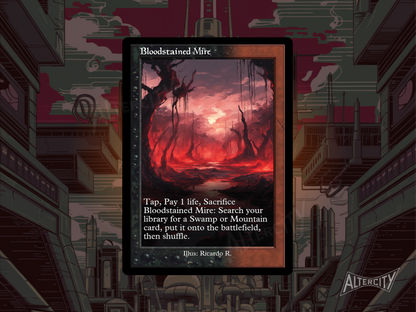 Bloodstained Mire (v2) - Mtg Custom Cards, Commander, Edh and cEDH High Quality Altered Proxies