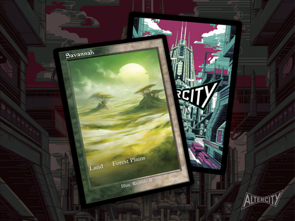 Savannah (v2) - Dual Land Old School Retro Frame Alter - Mtg Custom Cards, Commander, Edh and cEDH High Quality Altered Proxies