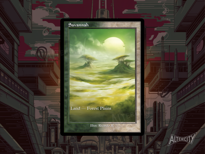 Savannah (v2) - Dual Land Old School Retro Frame Alter - Mtg Custom Cards, Commander, Edh and cEDH High Quality Altered Proxies