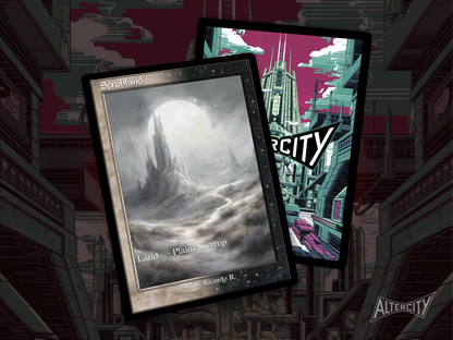 Scrubland (v2) - Dual Land Old School Retro Frame Alter - Mtg Custom Cards, Commander, Edh and cEDH High Quality Altered Proxies