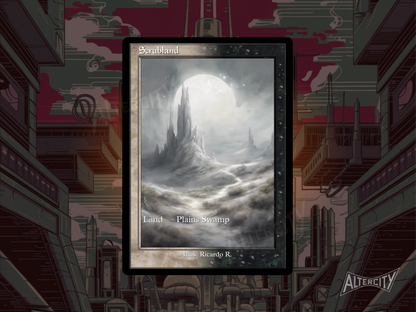 Scrubland (v2) - Dual Land Old School Retro Frame Alter - Mtg Custom Cards, Commander, Edh and cEDH High Quality Altered Proxies