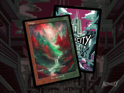 Taiga (v2) - Dual Land Old School Retro Frame Alter - Mtg Custom Cards, Commander, Edh and cEDH High Quality Altered Cards
