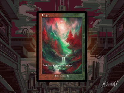 Taiga (v2) - Dual Land Old School Retro Frame Alter - Mtg Custom Cards, Commander, Edh and cEDH High Quality Altered Cards