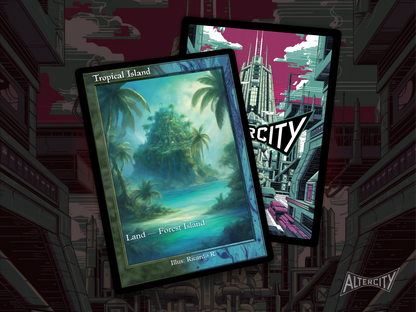 Tropical Island (v2) - Dual Land Old School Retro Frame Alter - Mtg Custom Cards, Commander, Edh and cEDH High Quality Altered Proxies